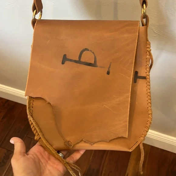 Hand made leather crossbody bag, one of a kind - Picture 5 of 5